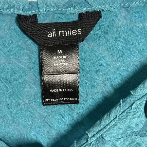 Ali Miles size Medium artsy turquoise boxy tunic top NWT Puckered fabric - Picture 8 of 9